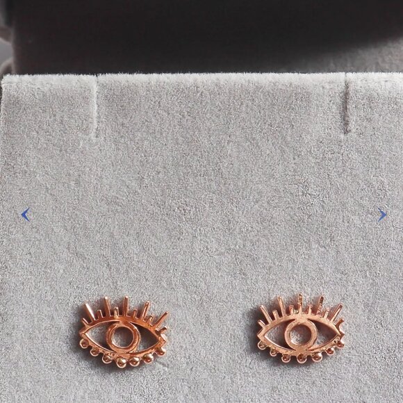 18k  Yellow Gold Evil Eye Earrings - Picture 4 of 4